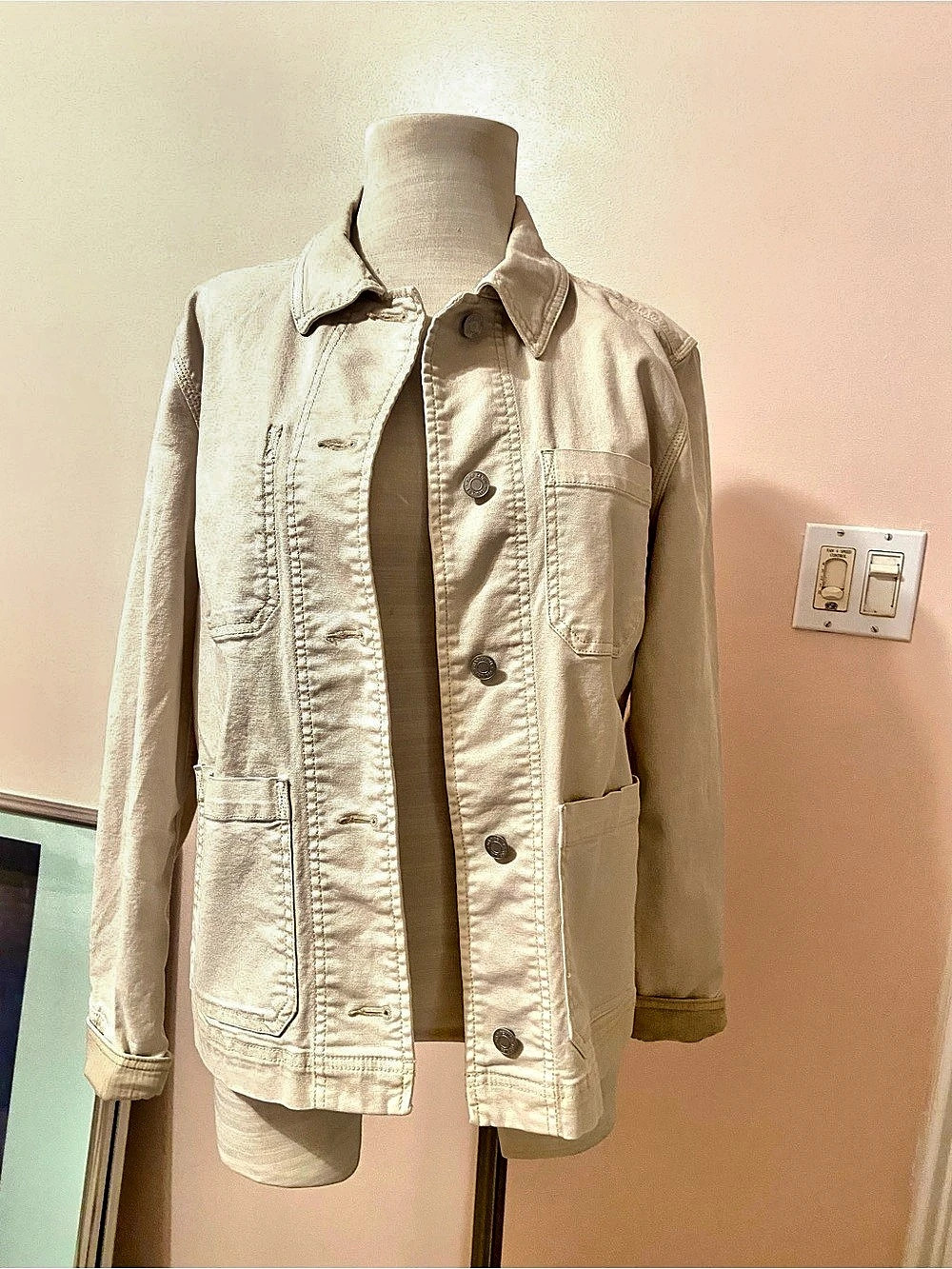 Gap Utility Jacket Cotton Tan Cream Size Small